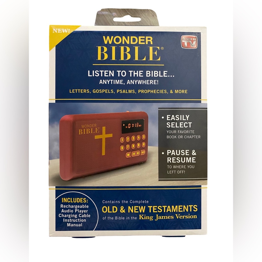 Wonder Bible KJV Audio Player Rechargeable Old & New Testament NEW